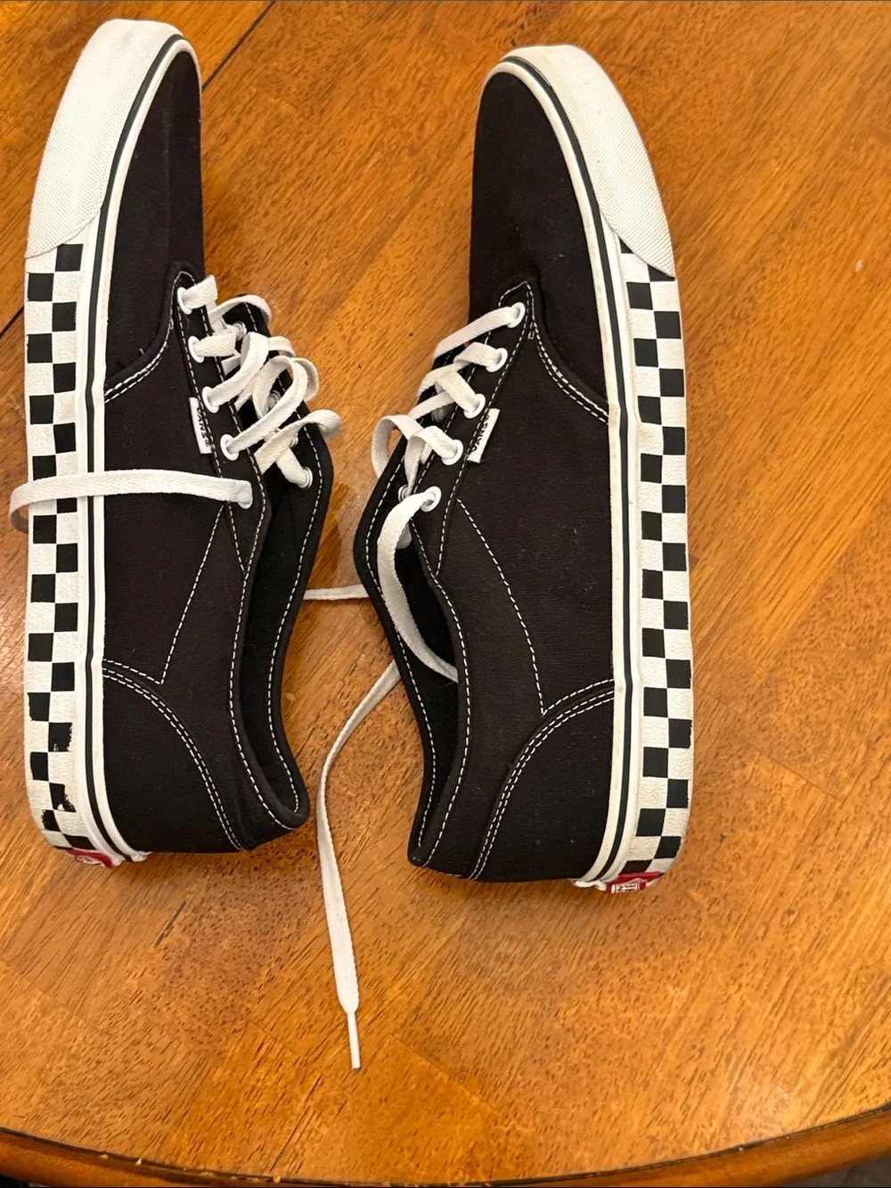 Vans Black & White Checkerboard Low-Top Canvas Sneakers size 14